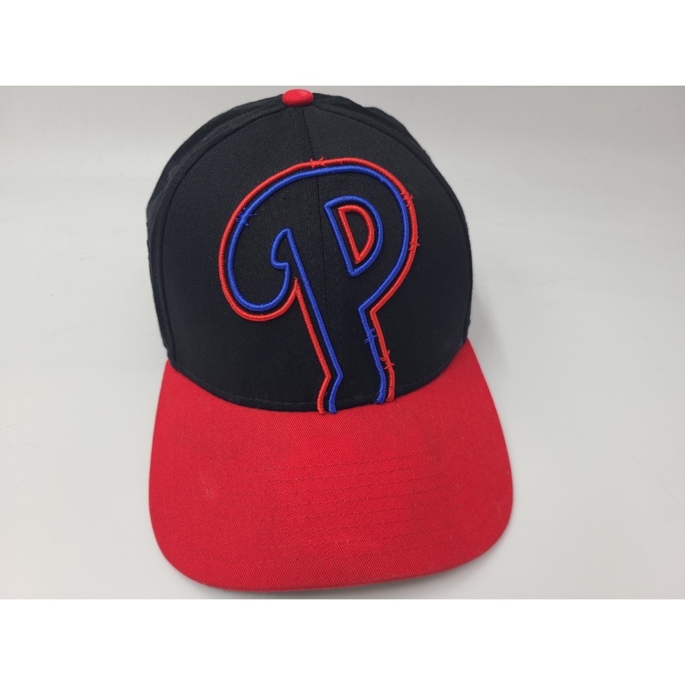 Philadelphia Phillies New Era 39Thirty Flex Fitted L-XL Hat Cap MLB Black‎ Red